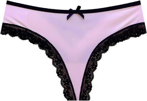 Vista 3 de Justgoo Tangas de encaje para mujer, ropa interior de tiro bajo con espalda en T