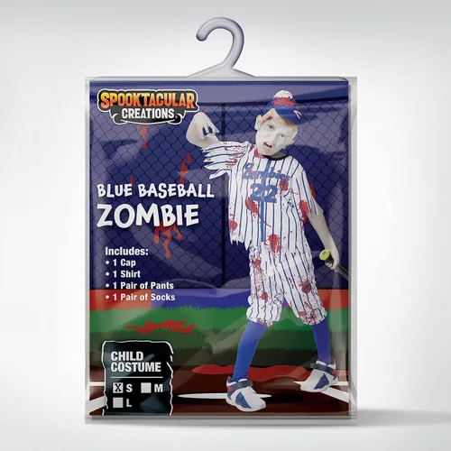 Vista 6 de Spooktacular Creations Disfraz de zombi de béisbol azul para fiestas de disfraces de Halloween, disfraces de fiesta temática de zombis