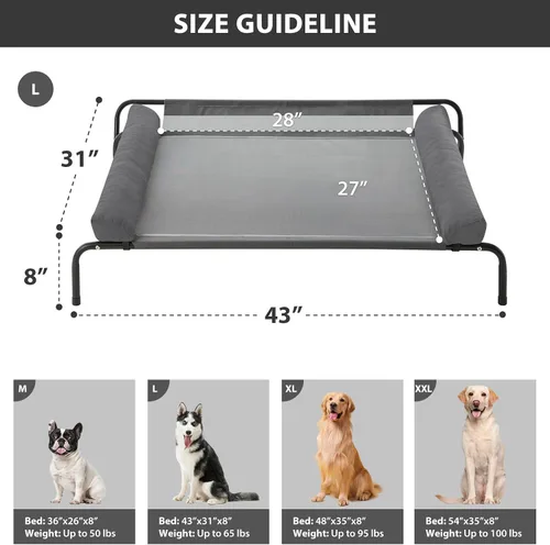 Vista 5 de LEXTRO Cama elevada para perros grandes – Hamaca elevada para interiores y exteriores con malla transpirable, método de instalación mejorado, cama