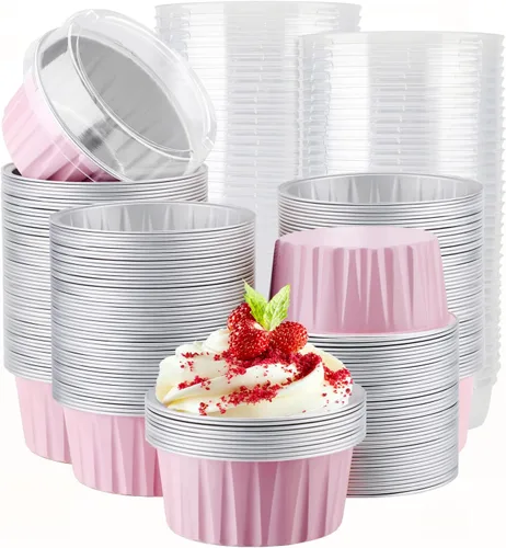 Vista 44 de EUSOAR Forros para cupcakes para hornear, 50 forros para magdalenas de 5 onzas, moldes de papel de aluminio desechables, recipientes de postre