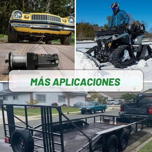 Vista 8 de Cabrestante de 2000 libras para ATV, con cable de acero, cabrestante ATV con interruptor de control remoto manual con cable, impermeable IP65