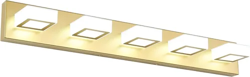 Vista 8 de Ralbay Luces Doradas para Tocador de Baño 3 Luces LED Modernas Luces Doradas para Tocador Sobre Espejo Accesorio Luz de Pared Dorada para Tocador