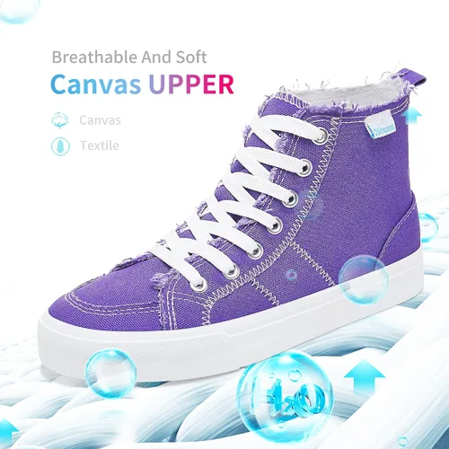 Vista 56 de Obtaom Zapatos de lona de alta calidad para mujer/hombre para jugar a media pantorrilla, zapatillas de deporte de moda casuales con cordones de alta