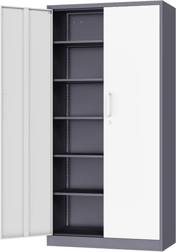 Vista 14 de Fesbos Armario de almacenamiento de metal, archivadores de acero de 36 pulgadas de alto con puertas con cerradura y estantes ajustables, gabinete