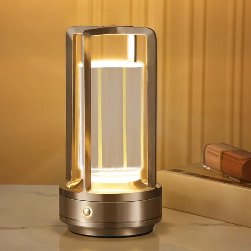 Vista 7 de Anxingtools Lámpara de Mesa Portátil de Metal, Lámpara de Mesa Inalámbrica, Lámpara de Escritorio LED Portátil Recargable con Batería, Atenuación