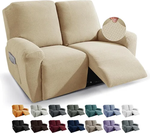 Vista 35 de JIVINER Fundas de sofá reclinable de 8 piezas, fundas elásticas de jacquard para sofá reclinable, fundas para sala de estar, protector suave de 3