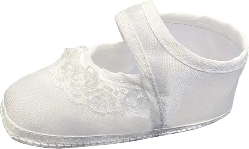 Vista 4 de Swea Pea & Lilli Zapatos de bautismo para bebé niña, botines blancos con cruz celta