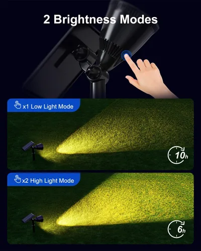 Vista 6 de Luces de punto alimentadas por energía solar al aire libre impermeables súper brillantes LED para árbol, bandera, césped, escultura, del atardecer
