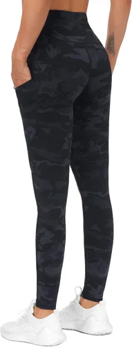 Vista 4 de The Gym People Pantalones deportivos gruesos de tiro alto, con bolsillos y control de abdomen, leggings para entrenar, correr, hacer yoga, para mujer