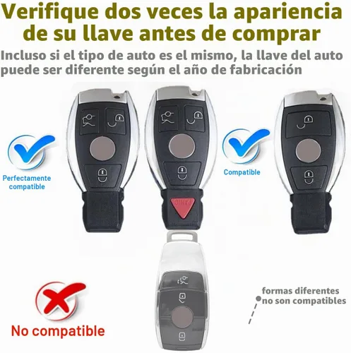 Vista 3 de para funda de llavero Mercedes Benz, compatible con C E S M CLS CLK G Class, accesorios de coche inteligente sin llave con llavero de pulsera