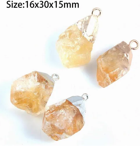 Vista 2 de LHJ 3 colgantes de piedra citrina natural, colgantes irregulares de cristal curativo amarillo para hacer joyas, collares, pulseras y meditación