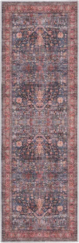 Vista 3 de Nourison Brilliance - Alfombra de 2 x 6 pies, lavable a máquina, tradicional vintage, azul marino/ladrillo, fácil de limpiar, no se desprende