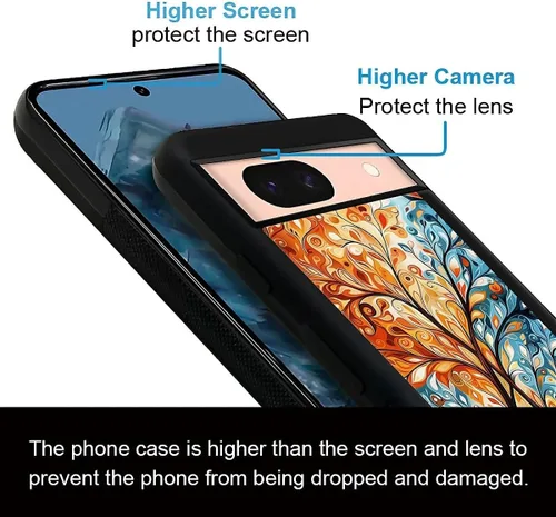 Vista 1602 de Compatible con Google Pixel 4A 5G Mobile Case Creative Acrylic Panel trasero Silicona Protección Grip especialmente diseñado para Google Pixel 4A 5G