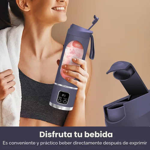 Vista 7 de Batidora portátil para batidos, 500ML USB recargable Juicer Cup (púrpura)