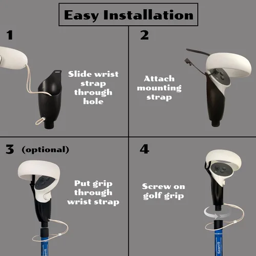Vista 2 de GazeVR VR Golf Club Handle Attachment for Oculus Quest 2 Pro Grip Right Left Controllers