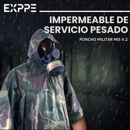 Vista 2 de Poncho nuclear militar M15 V.2, poncho táctico del ejército para la protección de CBRN
