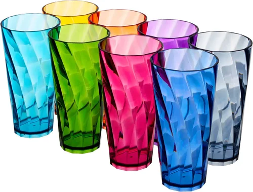 Vista 13 de Vasos US Acrylic Optix Mini, de plástico, reutilizables, aptos para lavavajillas (juego de 8) Tazas de jugo de 8oz en colores de tono de joya