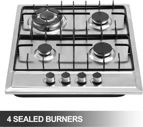 Vista 9 de Cocina de gas integrada de 24"x20" de 4 quemadores de acero inoxidable con kit de conversión NG/LPG, protección de termopar y fácil de limpiar