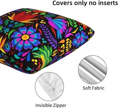 Vista 6 de Juego de 2 fundas de almohada mexicanas de 18 x 18 pulgadas para almohadas de sofá, decoración del Día de los Muertos Día de los Muertos Cinco
