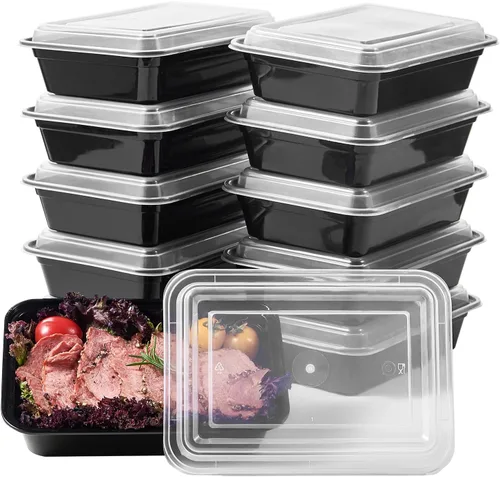 Vista 12 de Envases de almacenamiento de comida para preparar comidas, 50 unidades, 24 onzas, redondos, con tapas, para llevar, caja de plan de almuerzo