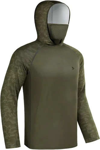 Vista 18 de Rodeel - Camisa de pesca para hombre con manga larga, UPF 50+, rendimiento de alto rendimiento para senderismo, con máscara, protección UV