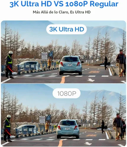 Vista 4 de KAWA Dash Cam 2K, cámara WiFi para tablero de automóviles 1440P con control de voz manos libres, visión nocturna, mini cámara frontal oculta