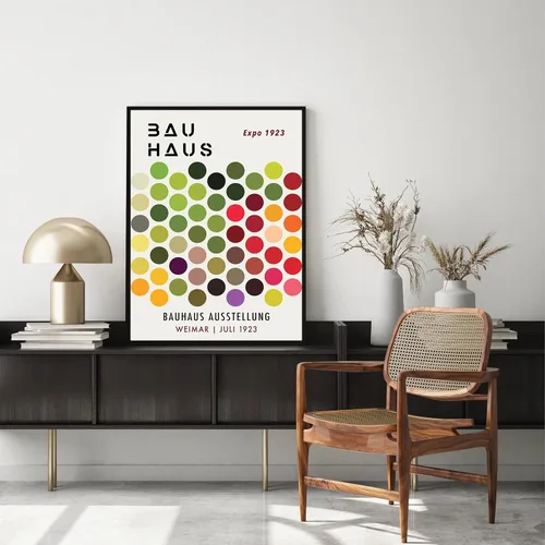 Vista 4 de Póster de círculos de Bauhaus para pared, impresión artística de Bauhaus, póster geométrico, arte abstracto de pared Bauhaus, inspirado en Bauhaus