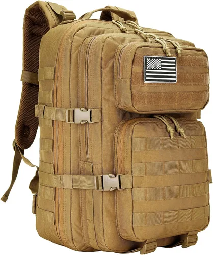 Vista 14 de Mochila táctica militar de 25 litros, resistente Molle, paquete de asalto para el trabajo, gimnasio, al aire libre, senderismo, campamento