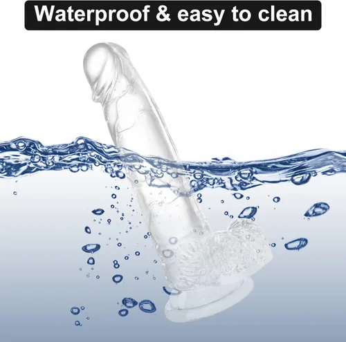 Vista 5 de 7.1 Consolador realista de silicona transparente con ventosa para el sexo, material de seguridad humana, adecuado para mujeres/hombres/gay, juguetes