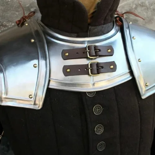 Vista 3 de Juego de hombreras medievales de acero medieval con diseño de gorget y faldones de guerrero de batalla juego de armadura de hombro y hombros