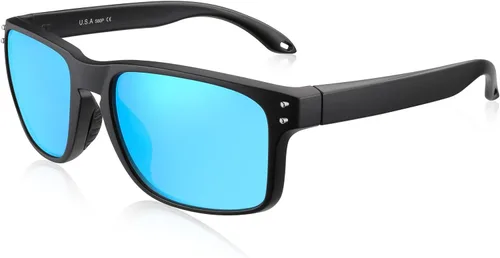 Vista 2 de FEISEDY Lentes de sol cuadrados polarizados clásicos para hombres y mujeres, acabado mate, lentes de sol para ciclismo, conducción, deportes B2234