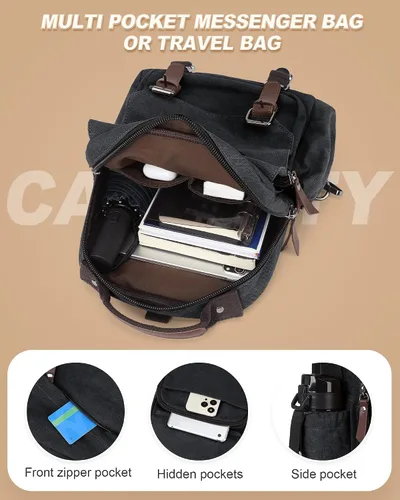 Vista 3 de Bolsa de mensajero para hombres, mochila cruzada pequeña, bolsa de hombro para hombres y mujeres, mochila con correa de lona