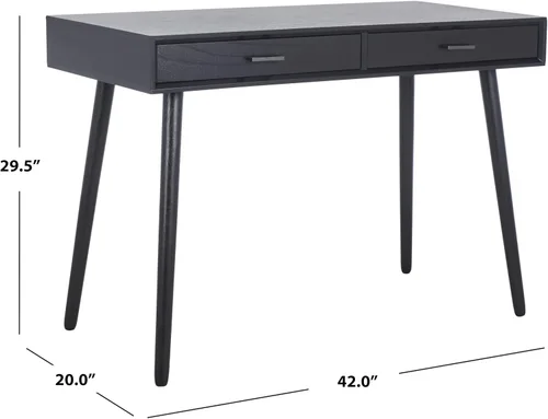 Vista 3 de SAFAVIEH Home Collection O'Dwyer Mid-Century - Escritorio retro negro con 2 cajones