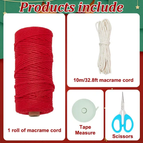 Vista 2 de INFUNLY Juego de 2 calcetines navideños de macramé para principiantes con video tutorial e instrucciones hechas a mano, kit de calcetines de Navidad