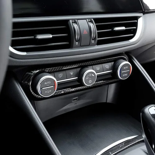 Vista 3 de para Alfa Romeo Giulia Stelvio 2016-2018 ABS centro de coche aire acondicionado marco ajuste ajuste ajuste accesorio coche (fibra de carbono)