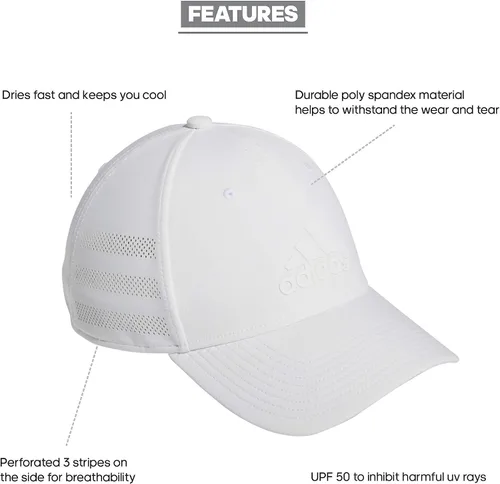 Vista 2 de adidas Gorra elástica estructurada Gameday 3 para hombre, Blanco