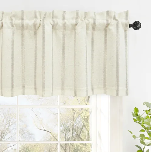 Vista 25 de DriftAway Briony - Cortina opaca con amarre para cocina, ajustable, diseño de globos, líneas texturizadas, estampadas, persianas romanas