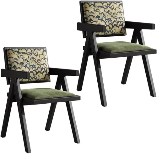 Vista 25 de YVYKFZD Juego de sillas de comedor de madera maciza, sillas de cocina sin brazos, silla de comedor tapizada con respaldo, sillón de terciopelo