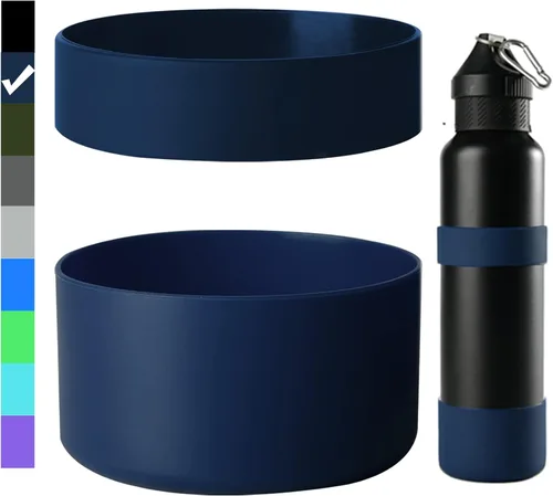 Vista 10 de 2 fundas de silicona para botella de agua, funda protectora de silicona, cubierta inferior antideslizante con anillo de silicona, sin BPA