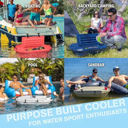 Vista 3 de CUDDY - Enfriador flotante y recipiente de almacenamiento en seco para tierra y agua, 40 cuartos de galón, ideal para río, playa, kayak, piscina