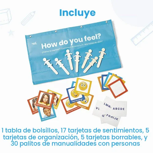 Vista 3 de hand2mind Tabla de bolsillo para expresar tus sentimientos, tabla de emociones para niños, decoraciones de aula para profesores de preescolar