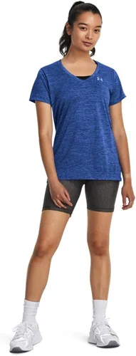 Vista 3 de Under Armour Tech Camiseta de manga corta y cuello en V para mujer, jaspeada