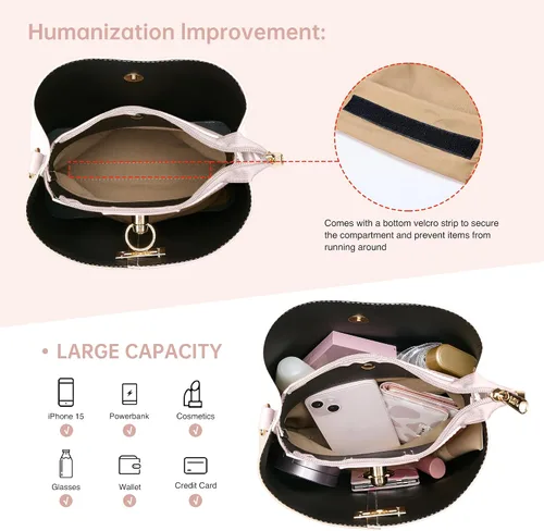 Vista 5 de KALIDI Bolsos cruzados para mujer de cuero vegano Bolso de hombro de moda con múltiples bolsillos Beige