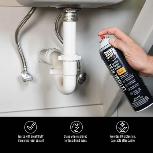 Vista 3 de Great Stuff™ Extreme Seal - Aerosol sellador de goma flexible, protege las superficies de fugas de agua y aire, construido con Kevlar, negro, 14