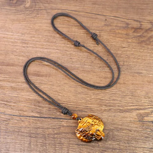 Vista 6 de AMORWING - Collar con colgante de tigre de piedra de ojo de tigre