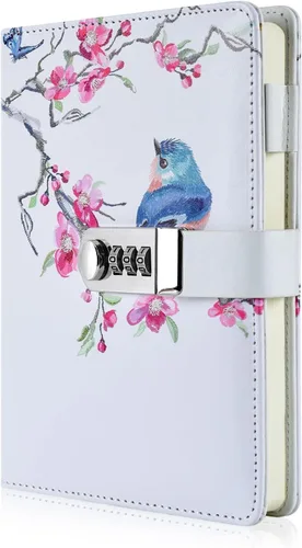 Vista 8 de ARRLSDB Diario creativo de contraseñas A5 con cerradura, diario de piel sintética con cerradura de combinación, cuaderno de contraseñas, diario