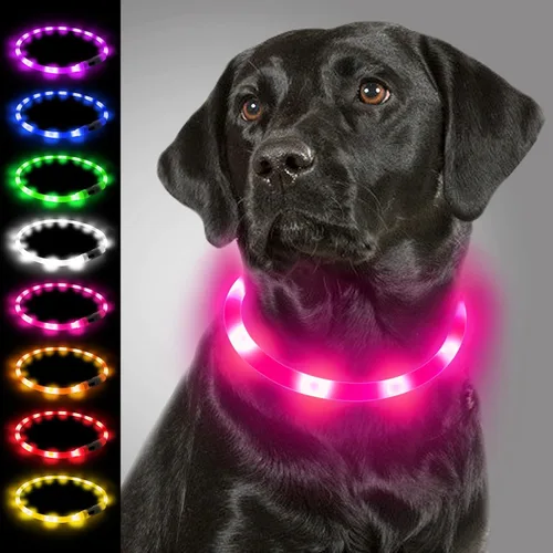Vista 9 de Joytale - Collar de perro con luz LED, de silicona cortada para ajustar, resistente a la lluvia, color azul Soft Skin-Friendly Won't Chafe, 360°