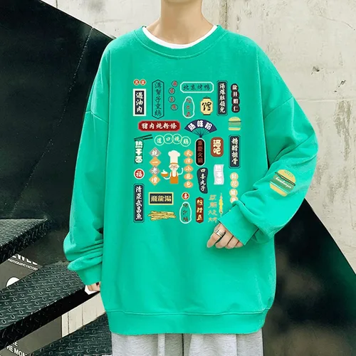 Vista 2 de EELHOE Mens Tshirts Prtined Graphic Baggy Cotton Long Sleeve Crewneck Tops Sun Protection Fashion Fishing Sweatshirt