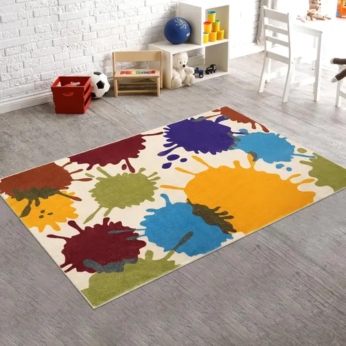 Vista 19 de STARUIA - Alfombra de huellas de manos y pies para niños para sala de juegos, alfombra de guardería lavable de 3 x 5 pies de colores para habitación