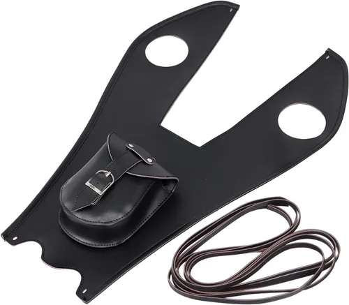 Vista 2 de Cubierta de cuero negro para tanque de combustible con bolsa de cartera para Harley Softail Fatboy Heritage Springer FLSTS FLST FLSTN